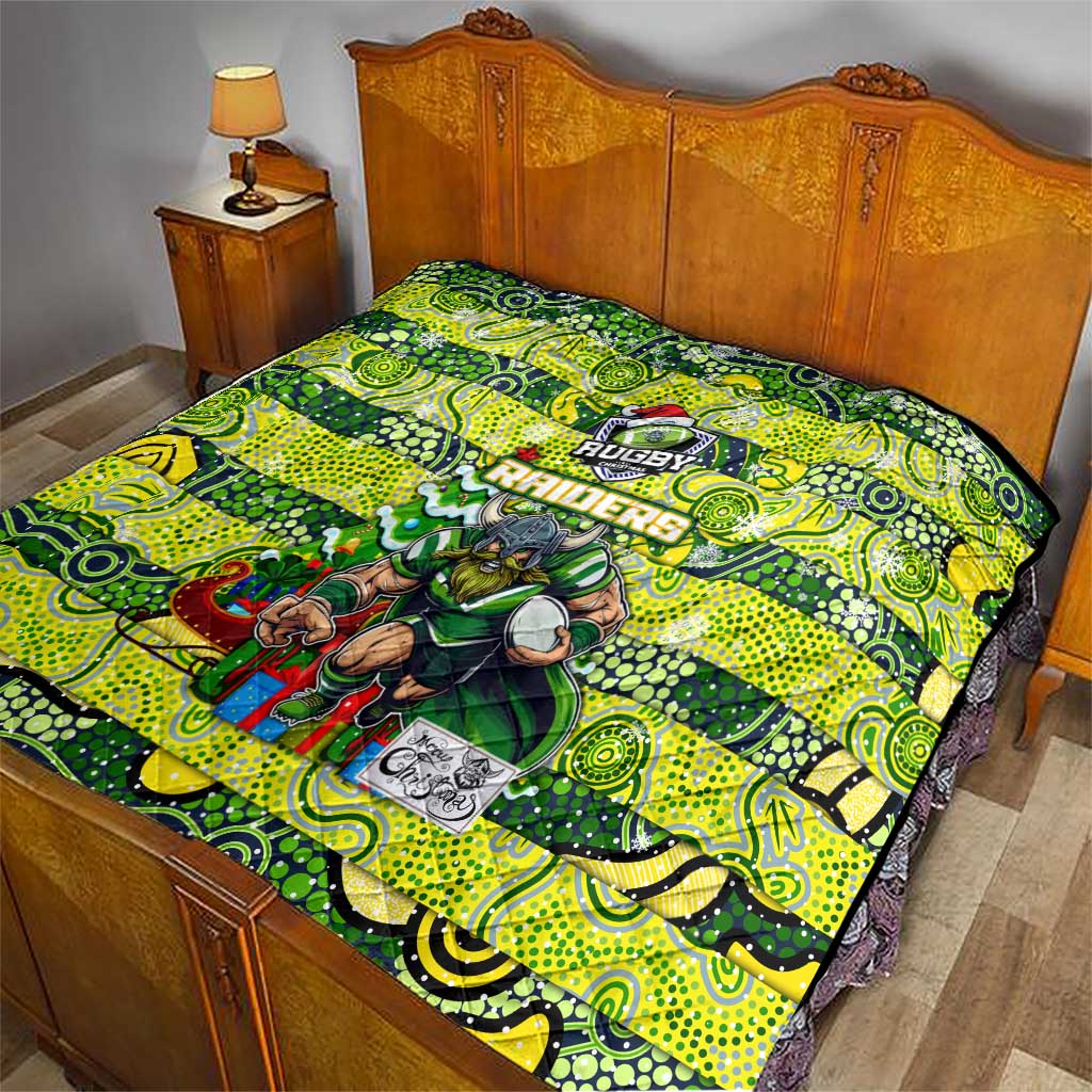 Raiders Rugby Merry Christmas Quilt Indigenous Australian Art