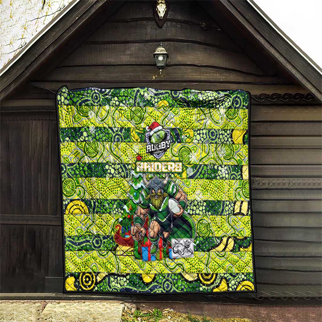 Raiders Rugby Merry Christmas Quilt Indigenous Australian Art