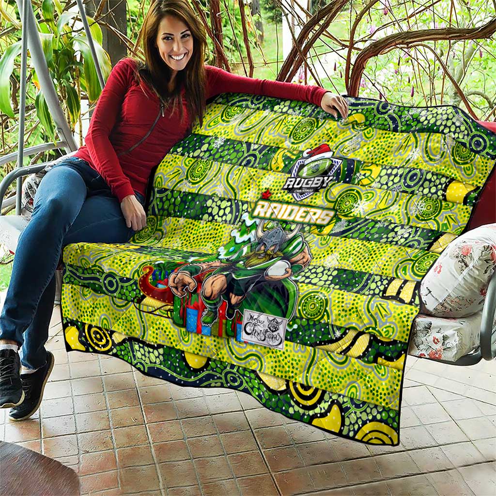 Raiders Rugby Merry Christmas Quilt Indigenous Australian Art