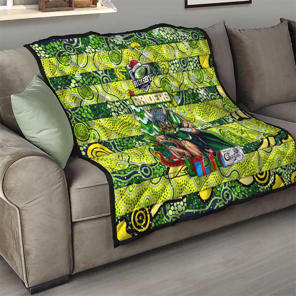 Raiders Rugby Merry Christmas Quilt Indigenous Australian Art