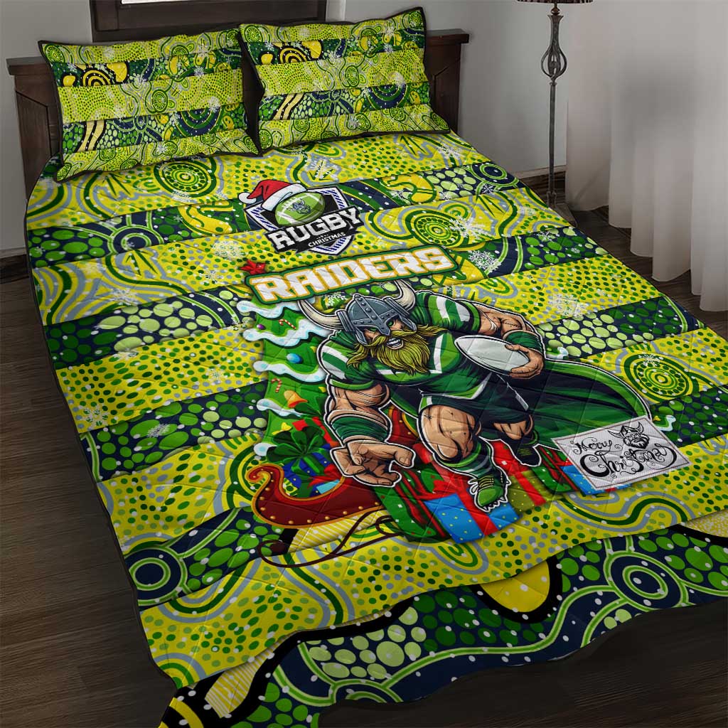 Raiders Rugby Merry Christmas Quilt Bed Set Indigenous Australian Art