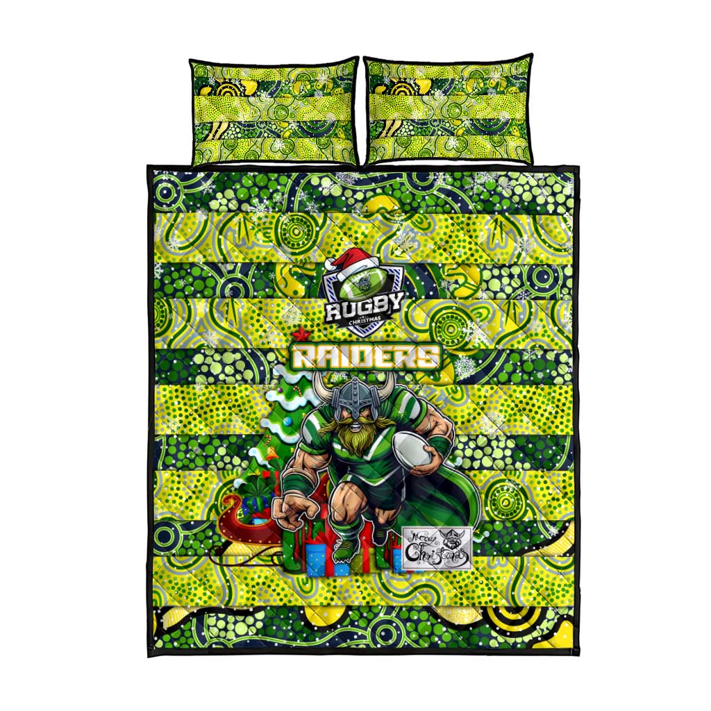 Raiders Rugby Merry Christmas Quilt Bed Set Indigenous Australian Art