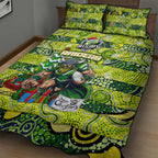 Raiders Rugby Merry Christmas Quilt Bed Set Indigenous Australian Art