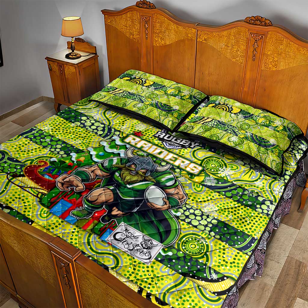 Raiders Rugby Merry Christmas Quilt Bed Set Indigenous Australian Art