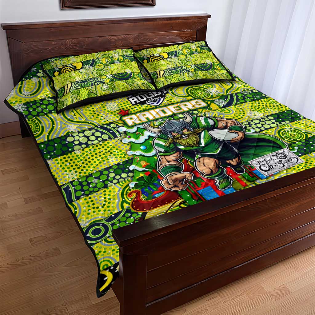Raiders Rugby Merry Christmas Quilt Bed Set Indigenous Australian Art