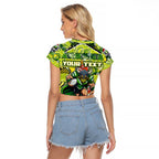 Custom Raiders Rugby Merry Christmas Raglan Cropped T Shirt Indigenous Australian Art