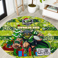 Raiders Rugby Merry Christmas Round Carpet Indigenous Australian Art