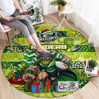 Raiders Rugby Merry Christmas Round Carpet Indigenous Australian Art