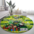 Raiders Rugby Merry Christmas Round Carpet Indigenous Australian Art