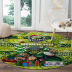 Raiders Rugby Merry Christmas Round Carpet Indigenous Australian Art