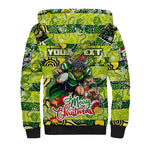 Custom Raiders Rugby Merry Christmas Sherpa Hoodie Indigenous Australian Art