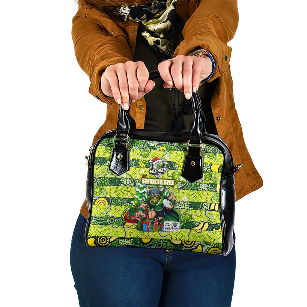 Raiders Rugby Merry Christmas Shoulder Handbag Indigenous Australian Art