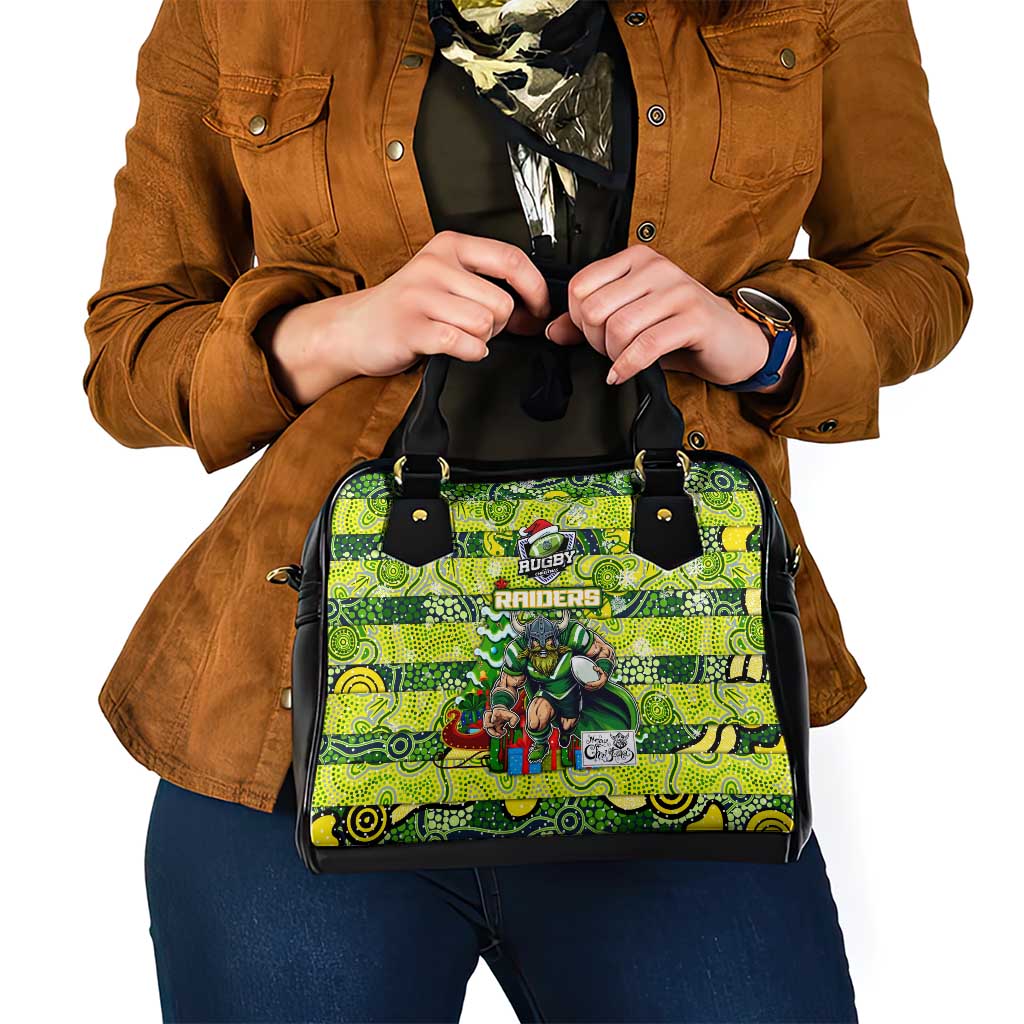 Raiders Rugby Merry Christmas Shoulder Handbag Indigenous Australian Art