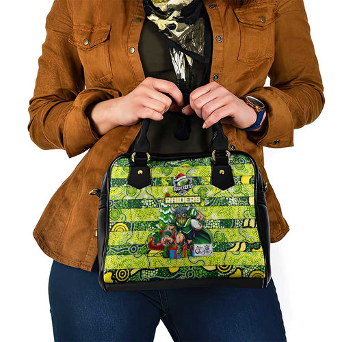 Raiders Rugby Merry Christmas Shoulder Handbag Indigenous Australian Art