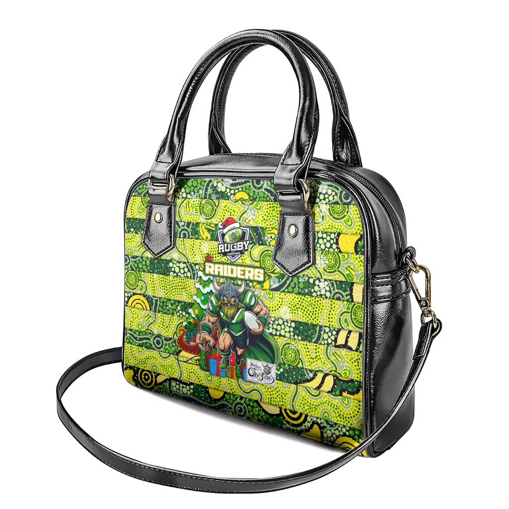 Raiders Rugby Merry Christmas Shoulder Handbag Indigenous Australian Art