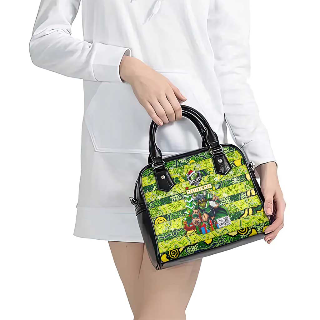 Raiders Rugby Merry Christmas Shoulder Handbag Indigenous Australian Art