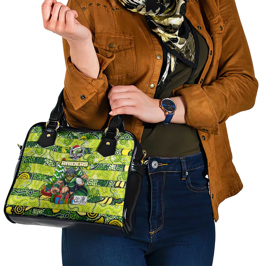 Raiders Rugby Merry Christmas Shoulder Handbag Indigenous Australian Art