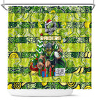 Raiders Rugby Merry Christmas Shower Curtain Indigenous Australian Art
