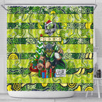 Raiders Rugby Merry Christmas Shower Curtain Indigenous Australian Art