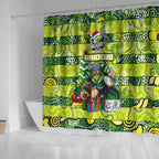 Raiders Rugby Merry Christmas Shower Curtain Indigenous Australian Art