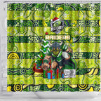 Raiders Rugby Merry Christmas Shower Curtain Indigenous Australian Art