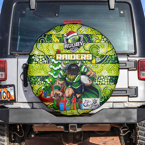 Raiders Rugby Merry Christmas Spare Tire Cover Indigenous Australian Art
