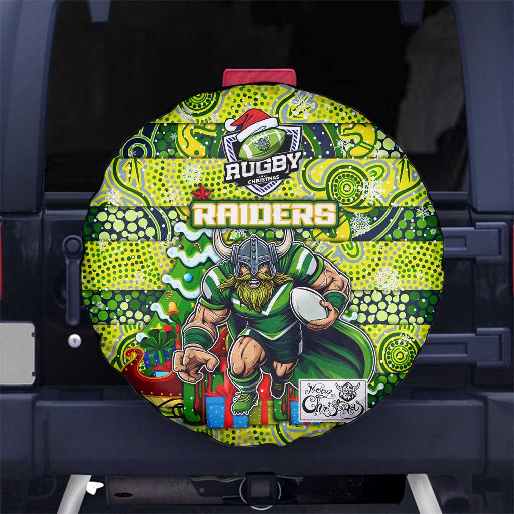 Raiders Rugby Merry Christmas Spare Tire Cover Indigenous Australian Art