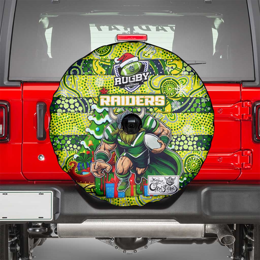 Raiders Rugby Merry Christmas Spare Tire Cover Indigenous Australian Art