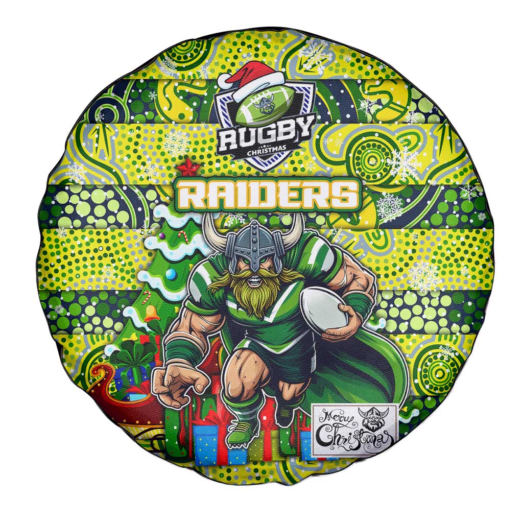 Raiders Rugby Merry Christmas Spare Tire Cover Indigenous Australian Art
