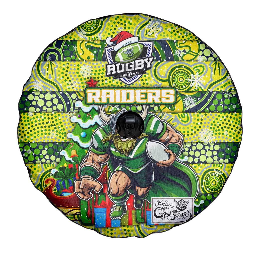 Raiders Rugby Merry Christmas Spare Tire Cover Indigenous Australian Art