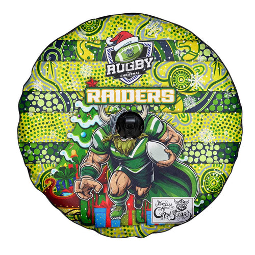 Raiders Rugby Merry Christmas Spare Tire Cover Indigenous Australian Art