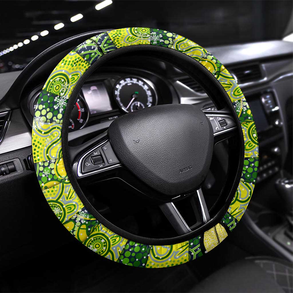 Raiders Rugby Merry Christmas Steering Wheel Cover Indigenous Australian Art