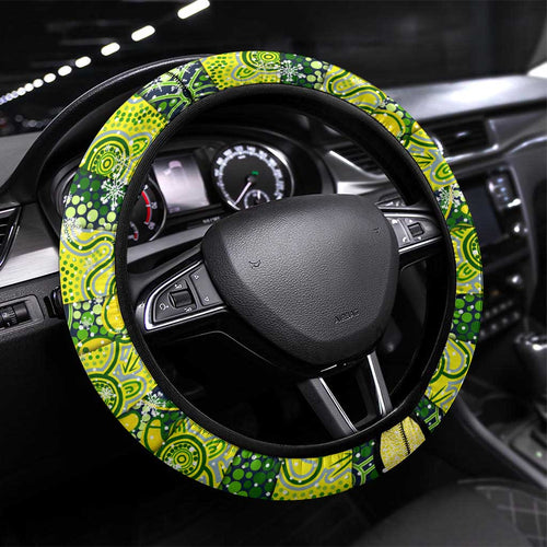 Raiders Rugby Merry Christmas Steering Wheel Cover Indigenous Australian Art