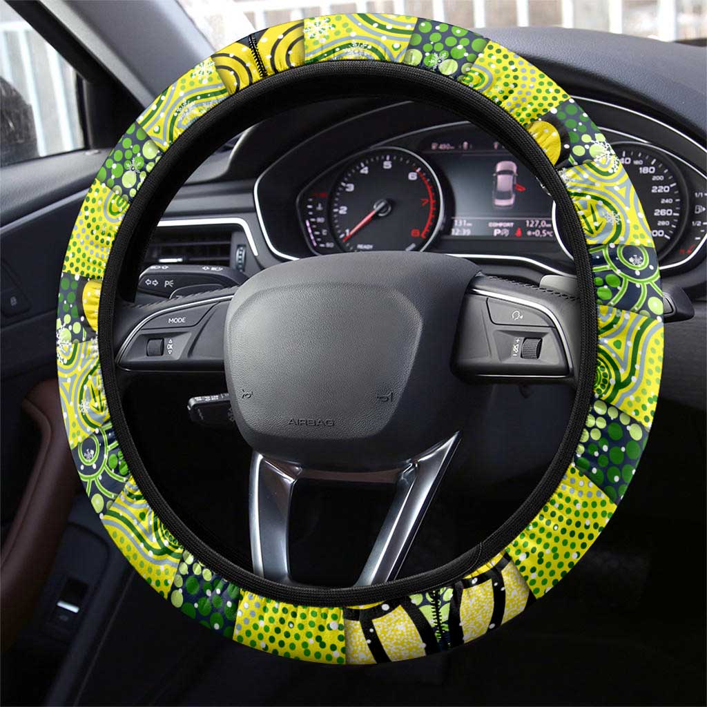 Raiders Rugby Merry Christmas Steering Wheel Cover Indigenous Australian Art