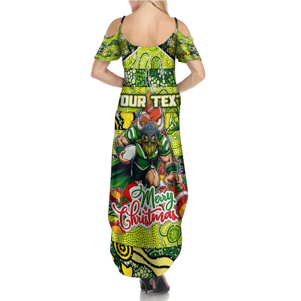 Custom Raiders Rugby Merry Christmas Summer Maxi Dress Indigenous Australian Art