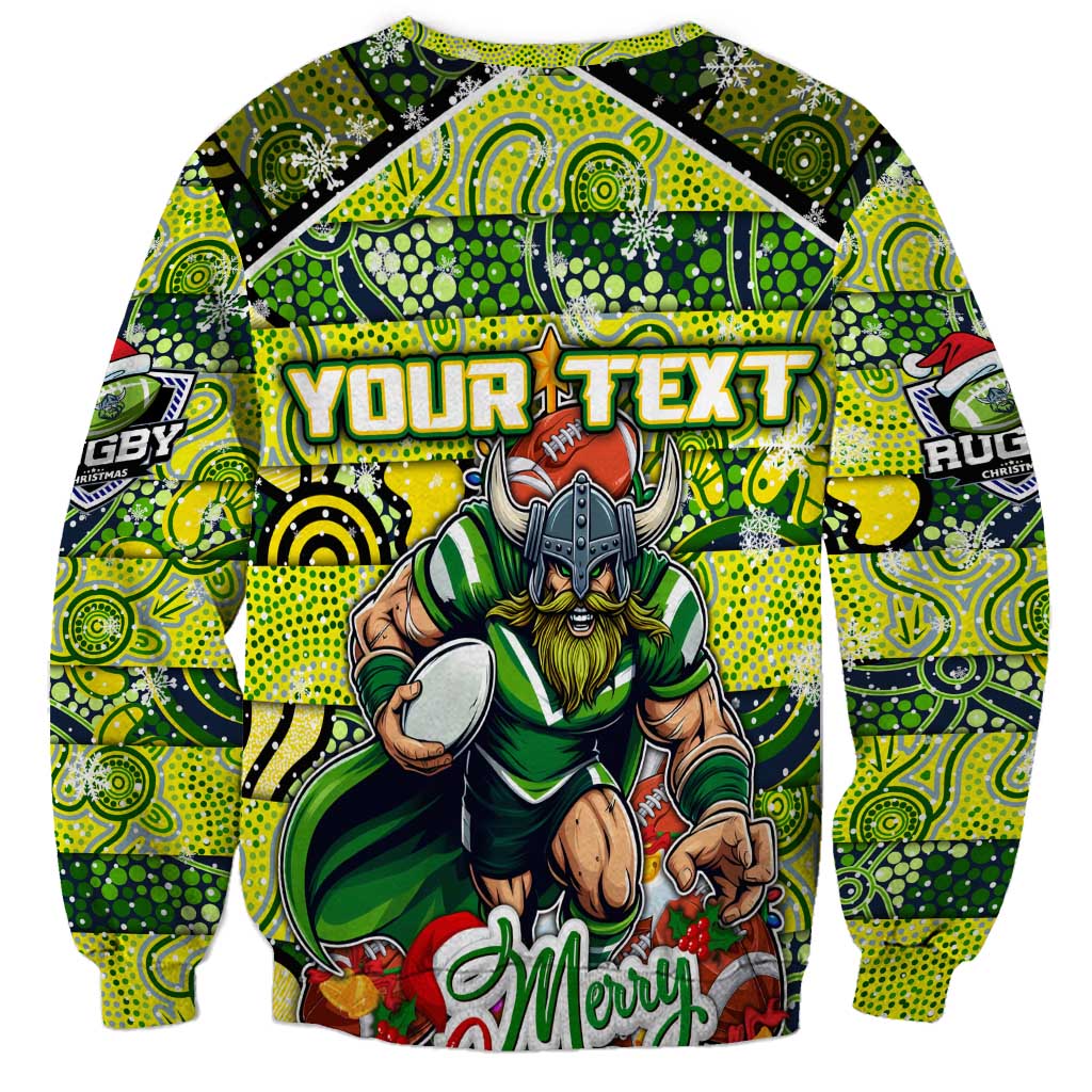 Custom Raiders Rugby Merry Christmas Sweatshirt Indigenous Australian Art