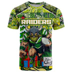 Custom Raiders Rugby Merry Christmas T Shirt Indigenous Australian Art