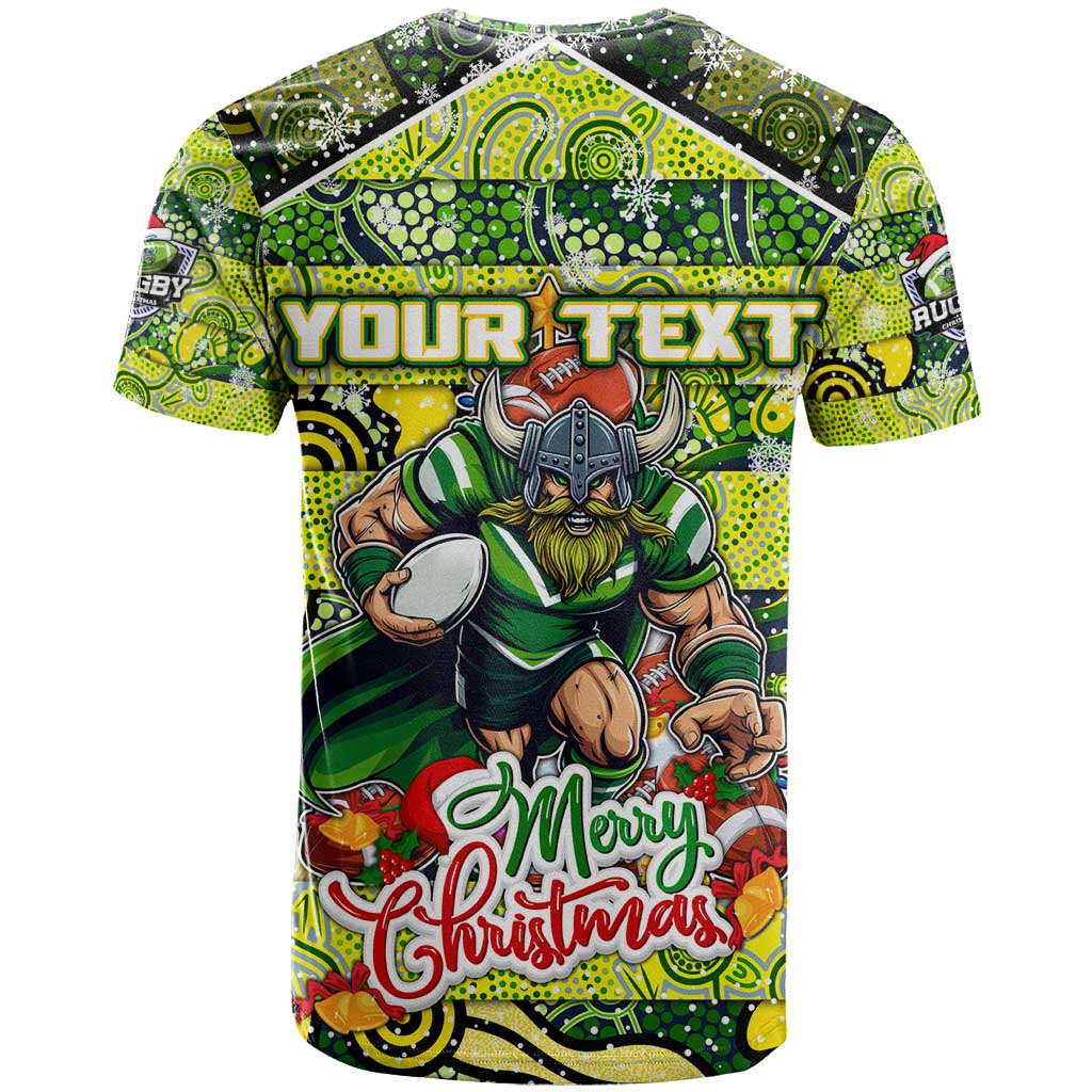 Custom Raiders Rugby Merry Christmas T Shirt Indigenous Australian Art