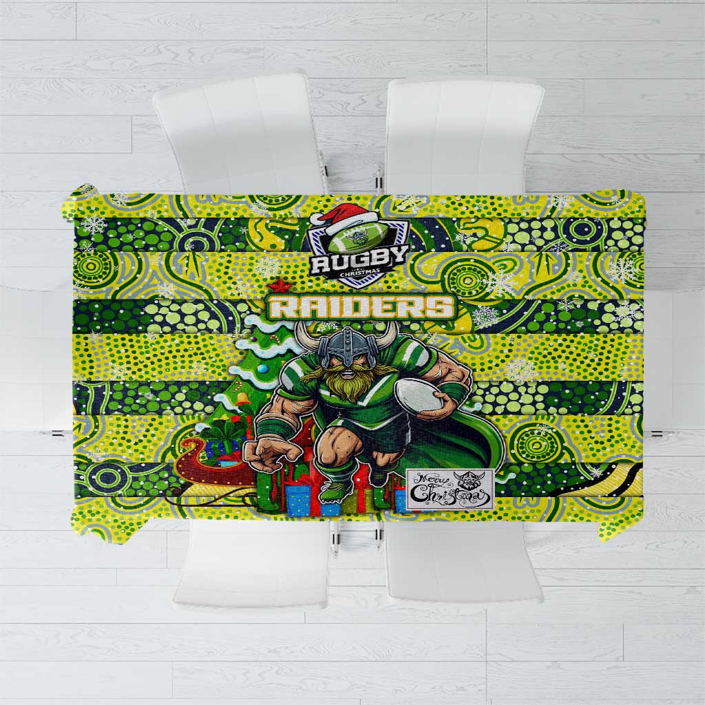 Raiders Rugby Merry Christmas Tablecloth Indigenous Australian Art