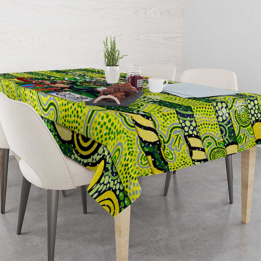 Raiders Rugby Merry Christmas Tablecloth Indigenous Australian Art