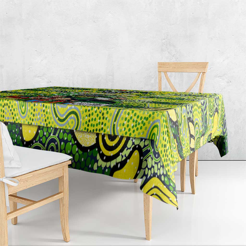 Raiders Rugby Merry Christmas Tablecloth Indigenous Australian Art