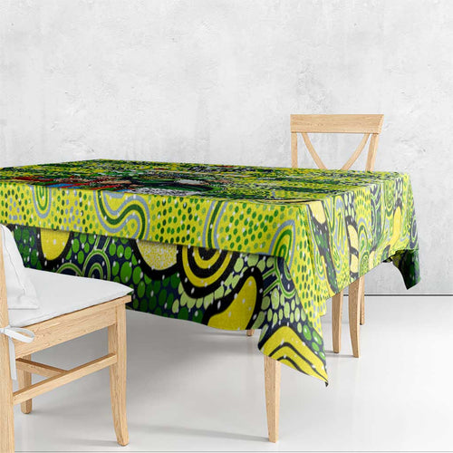 Raiders Rugby Merry Christmas Tablecloth Indigenous Australian Art