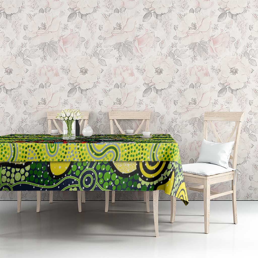 Raiders Rugby Merry Christmas Tablecloth Indigenous Australian Art