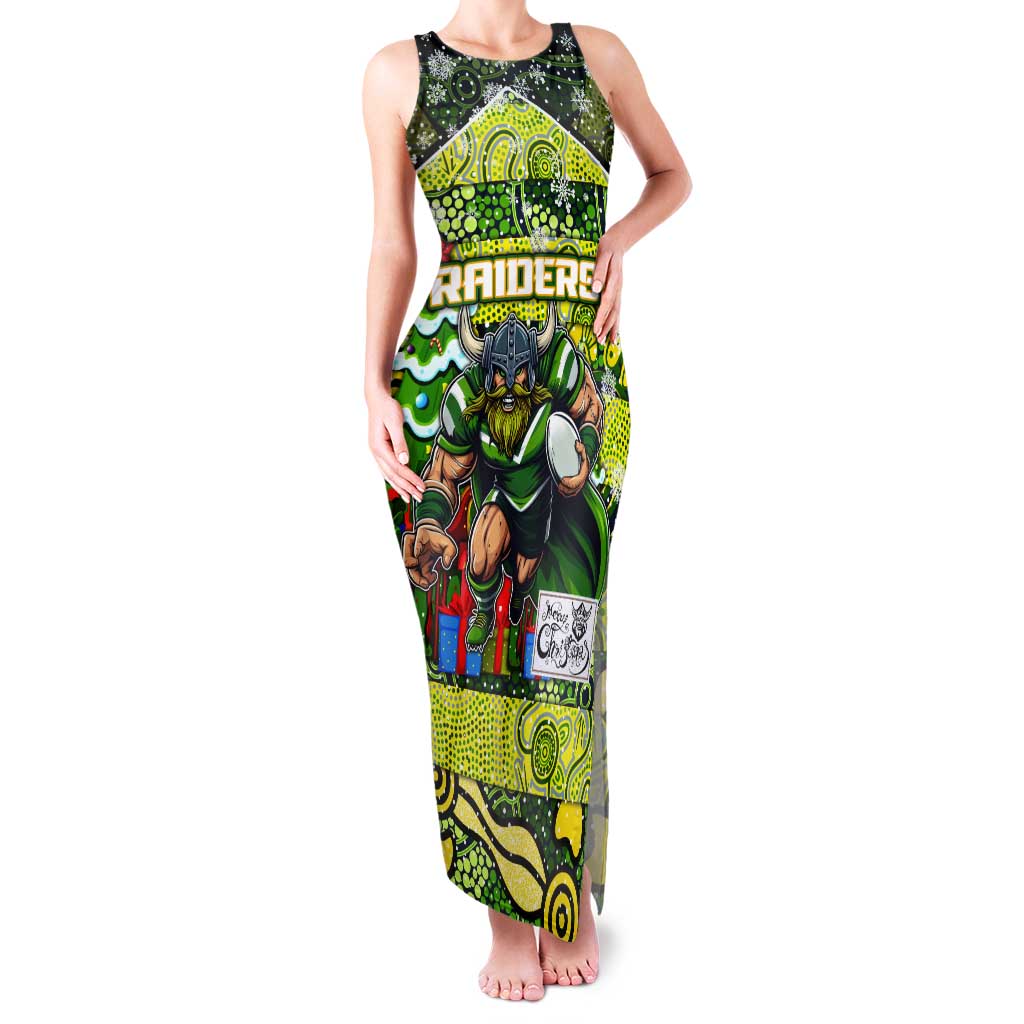 Custom Raiders Rugby Merry Christmas Tank Maxi Dress Indigenous Australian Art