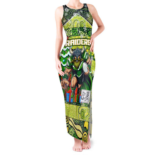 Custom Raiders Rugby Merry Christmas Tank Maxi Dress Indigenous Australian Art