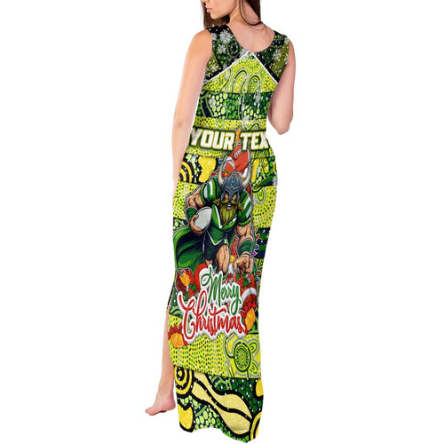 Custom Raiders Rugby Merry Christmas Tank Maxi Dress Indigenous Australian Art