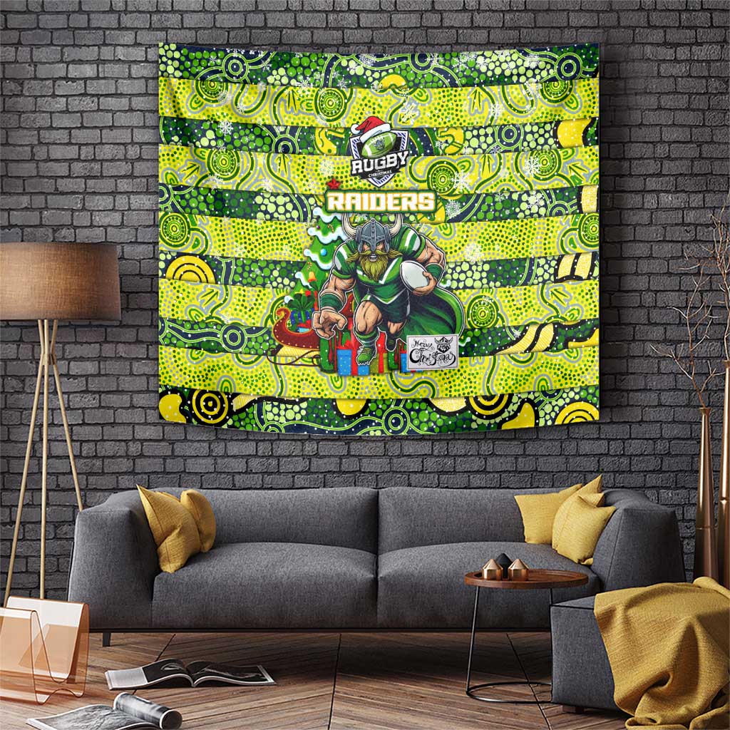Raiders Rugby Merry Christmas Tapestry Indigenous Australian Art