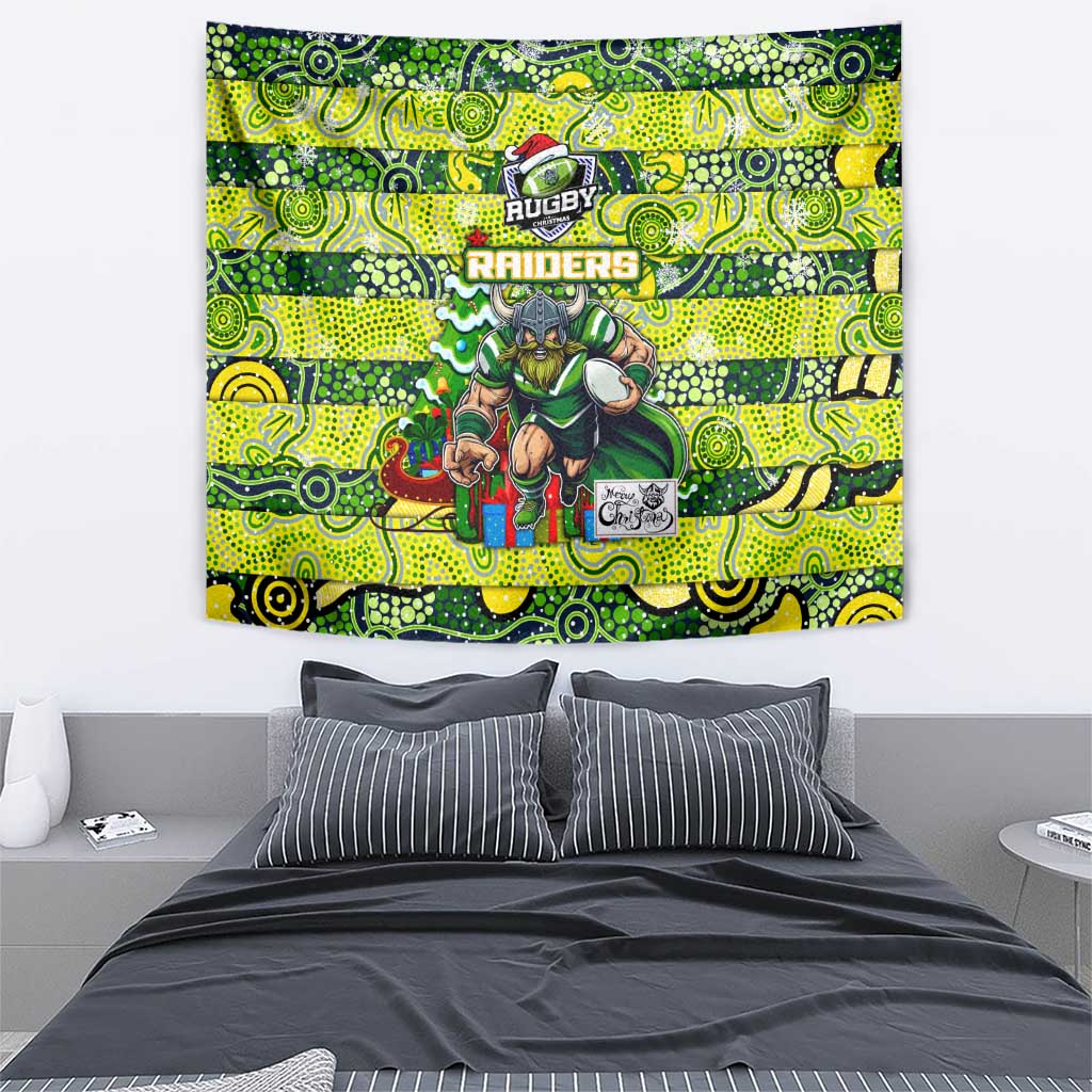 Raiders Rugby Merry Christmas Tapestry Indigenous Australian Art