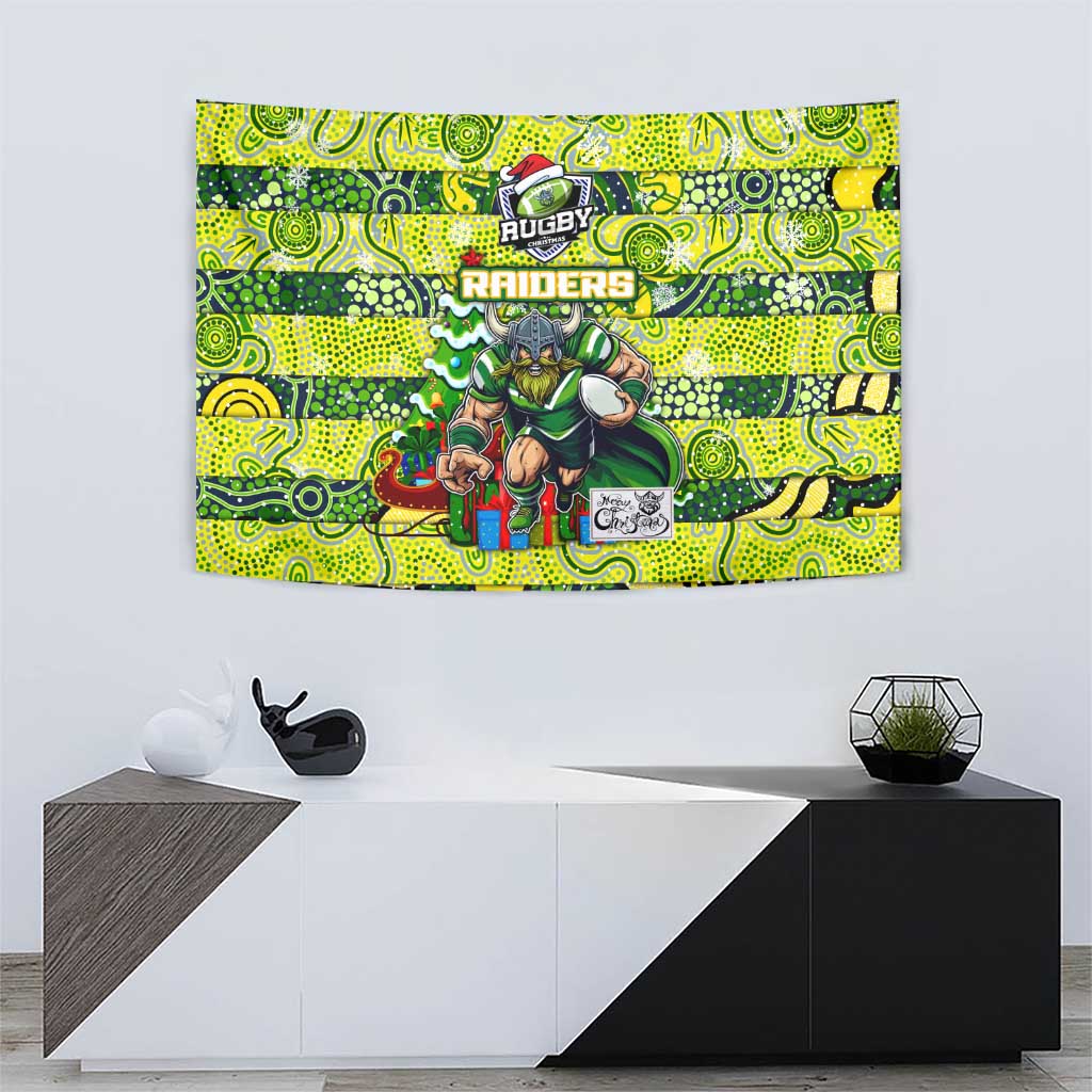 Raiders Rugby Merry Christmas Tapestry Indigenous Australian Art