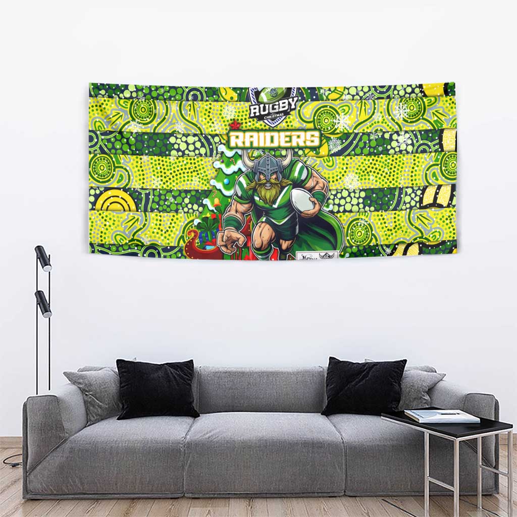 Raiders Rugby Merry Christmas Tapestry Indigenous Australian Art